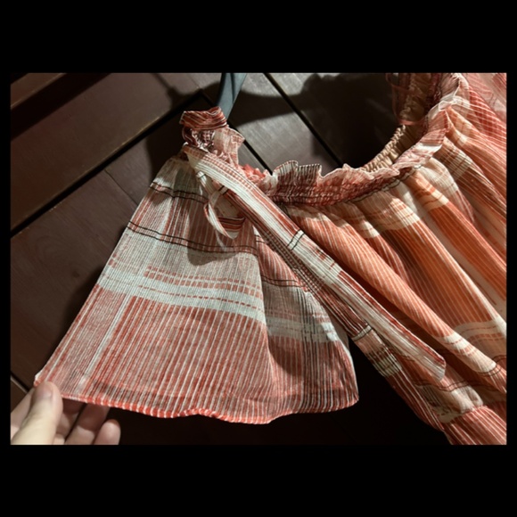 Lenon x Anthropologie Plaid Off Shoulder Tiered Maxi Dress Red/Pink Size M - NWT - Picture 7 of 16